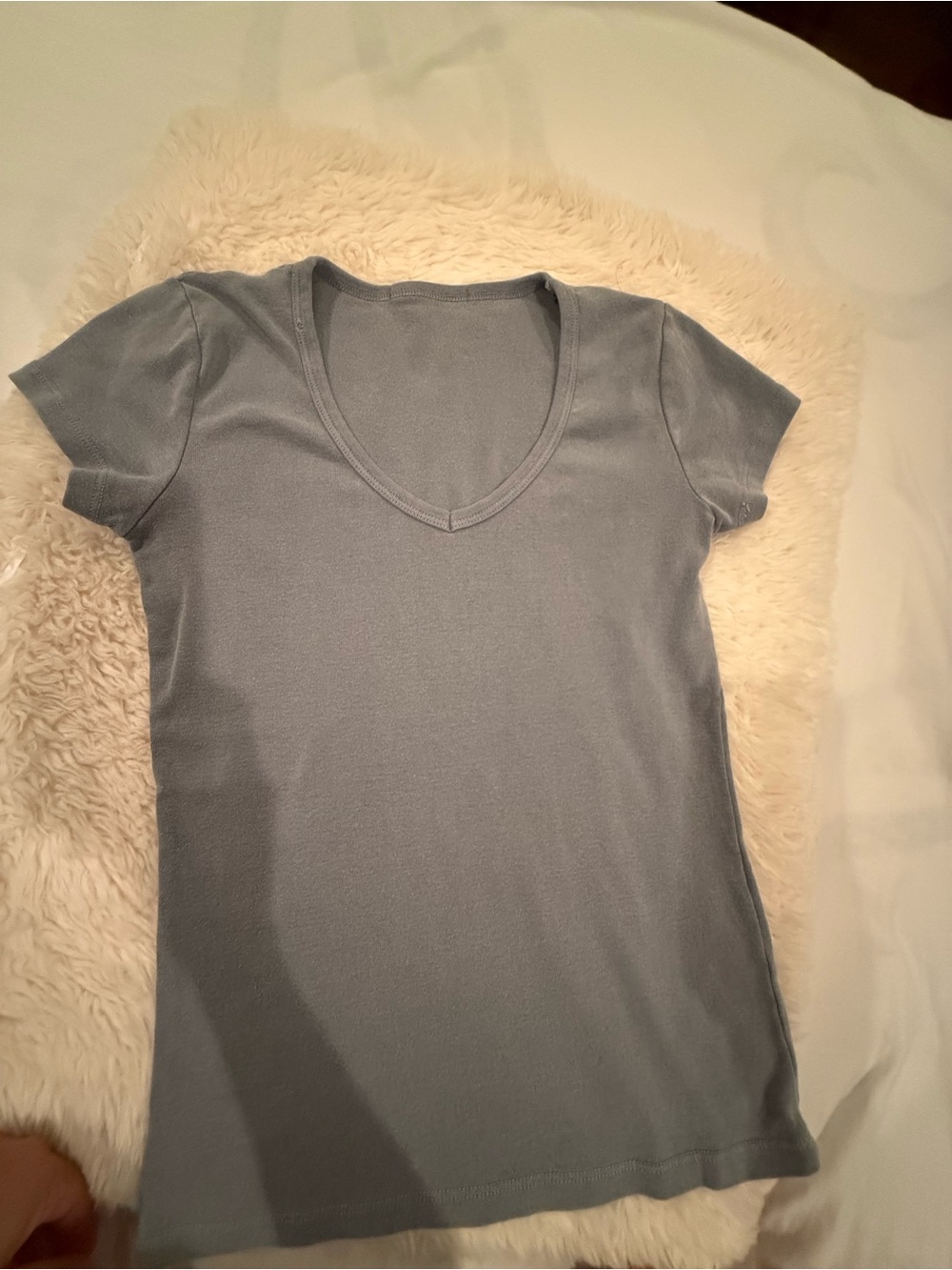 Brandy Melville Light Blue V-Neck Short Sleeve Tee